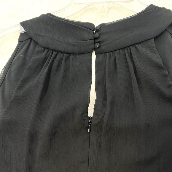 CALVIN KLEIN Black Dress Chiffon Womens 10 Party Whimsigoth Dark Feminine - Picture 5 of 14